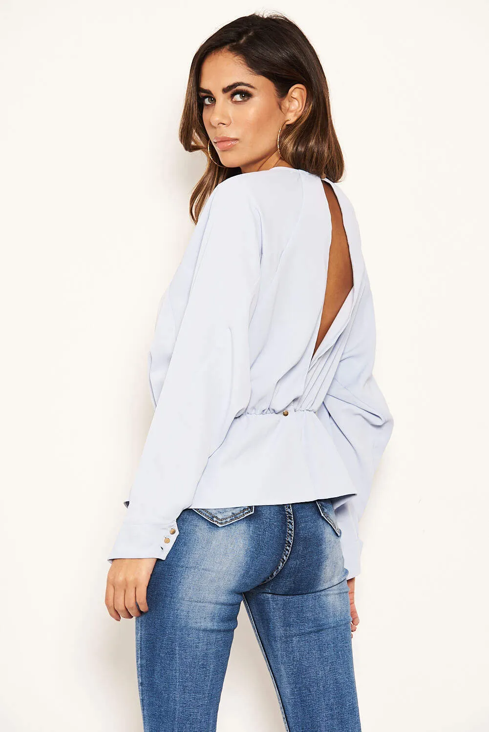 Blue Long Sleeve Pleated Top sold by AX Paris product image thumbnail 4