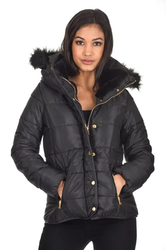 Black Quilted Jacket sold by AX Paris