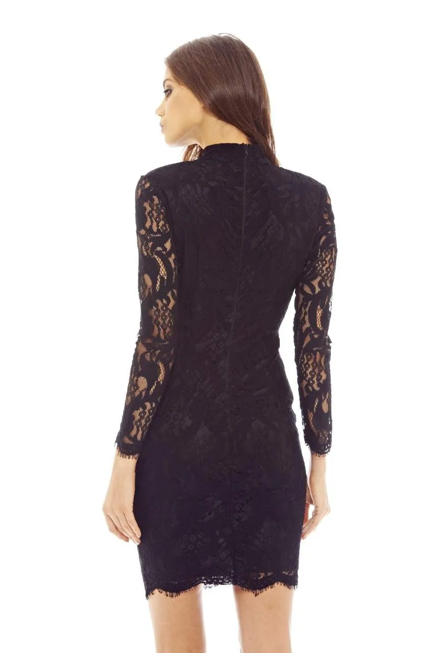 Black Bodycon Dress with Lace Choker Detail sold by AX Paris product image thumbnail 4