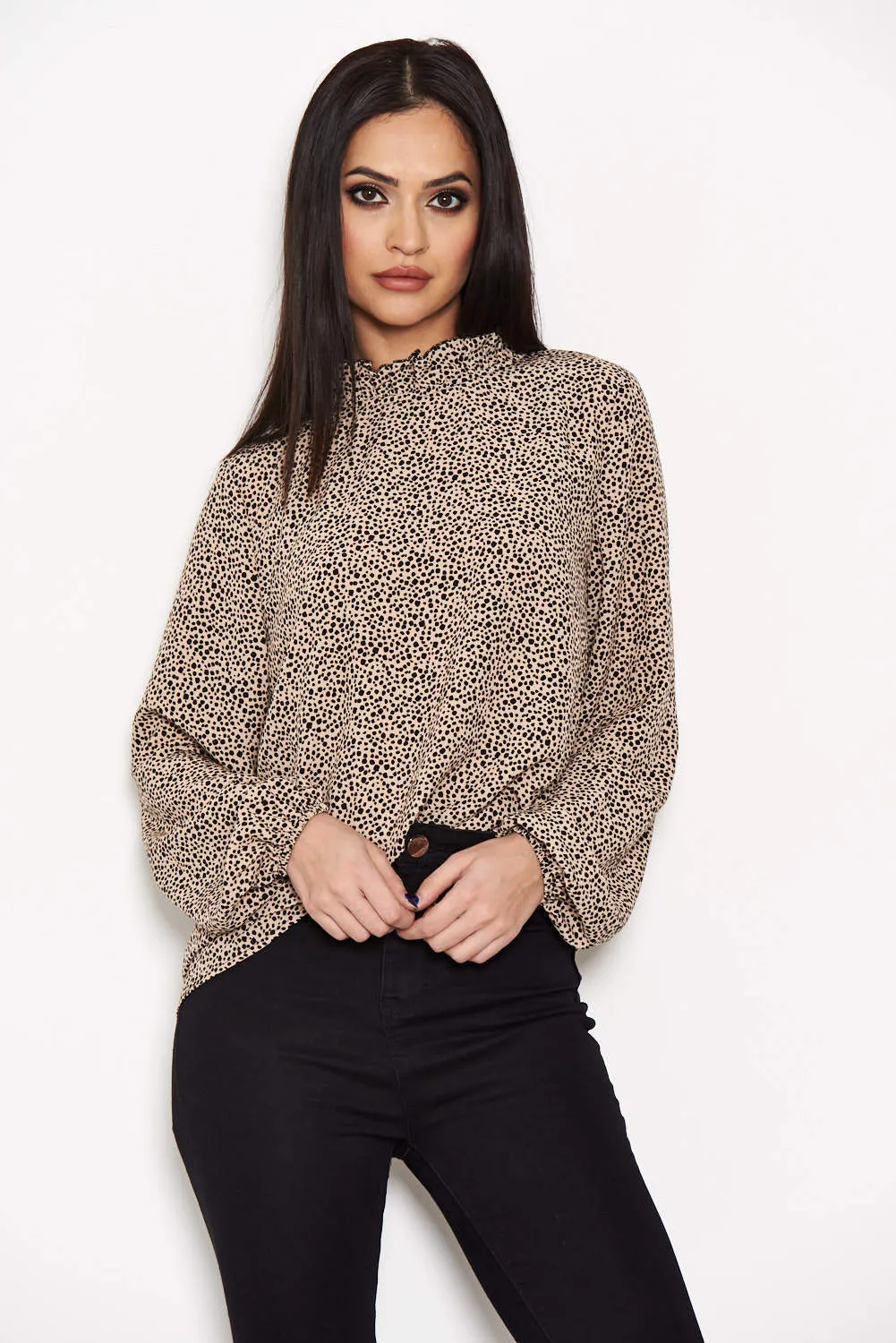 Spotty High Neck Frill Top sold by AX Paris product image thumbnail 5