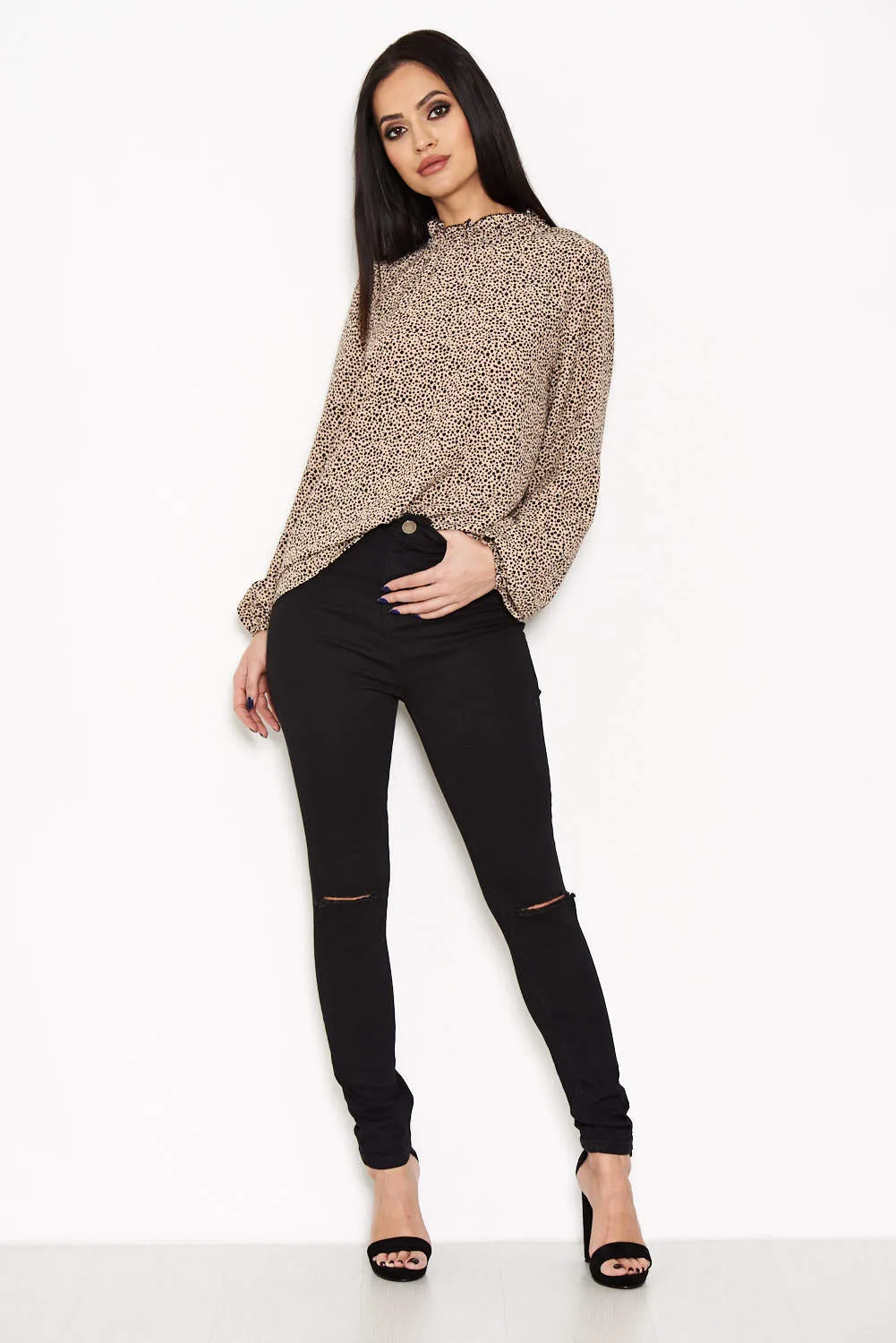 Spotty High Neck Frill Top sold by AX Paris product image thumbnail 2