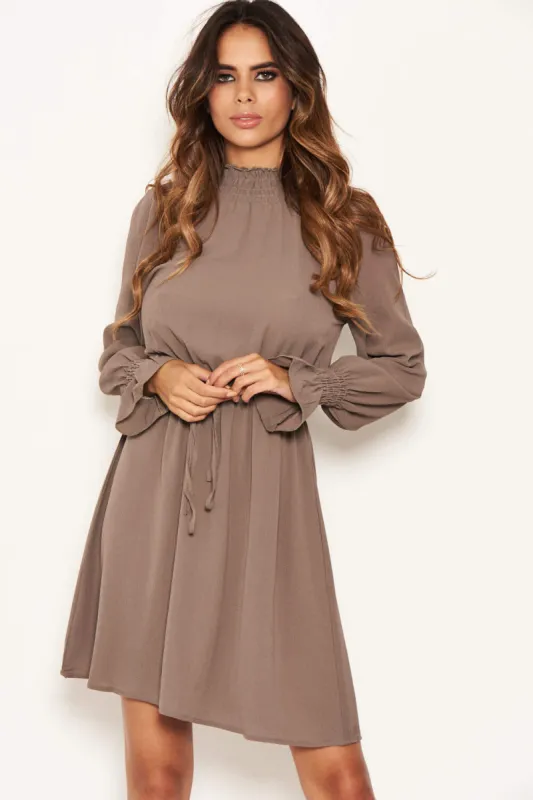 Pewter High Neck Skater Dress made by AX Paris