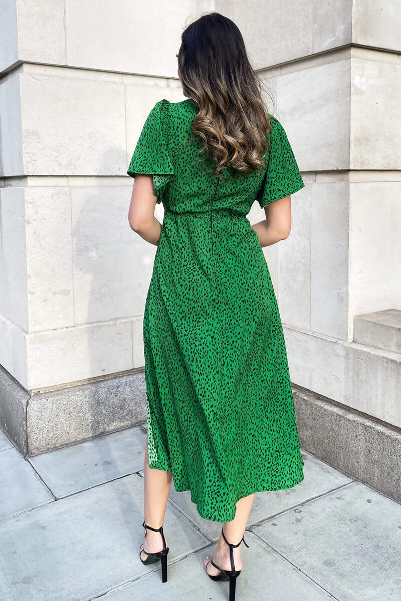 Green Printed V-Neck Short Sleeve Midi Dress sold by AX Paris product image thumbnail 5