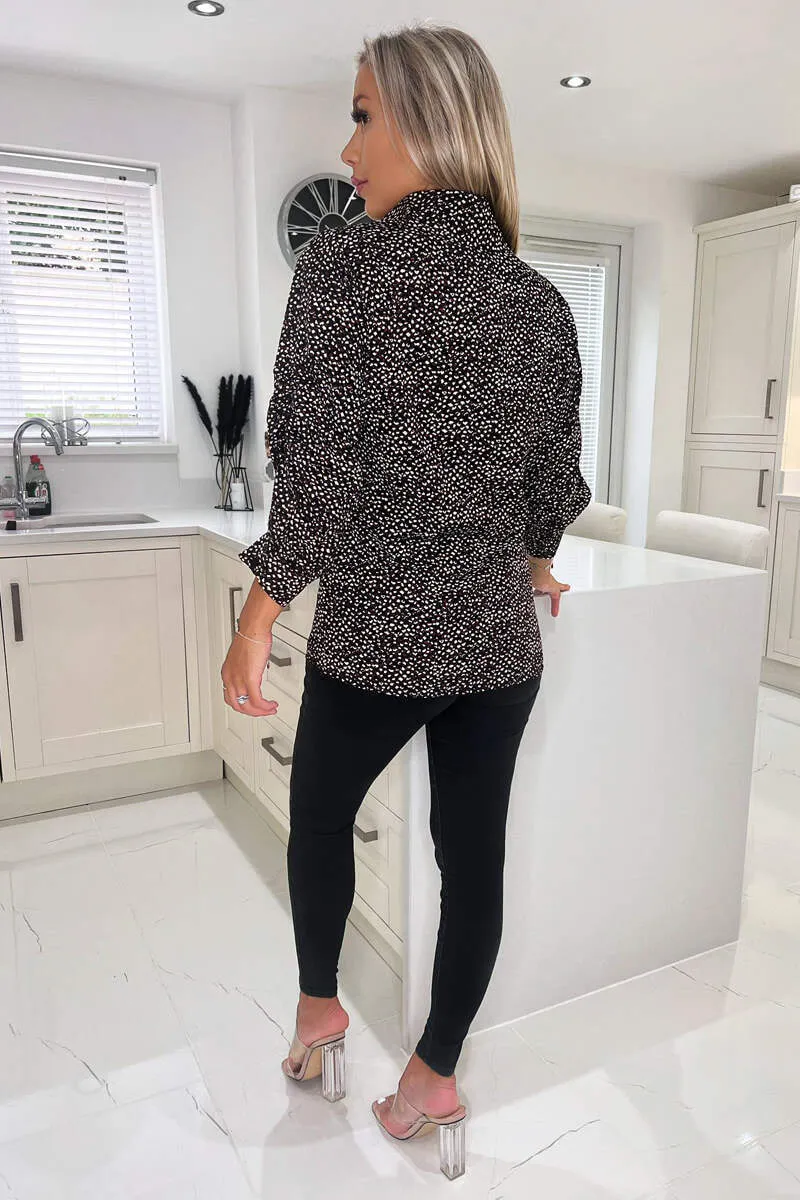 Black Printed Ruched Sleeve Shirt sold by AX Paris product image thumbnail 5