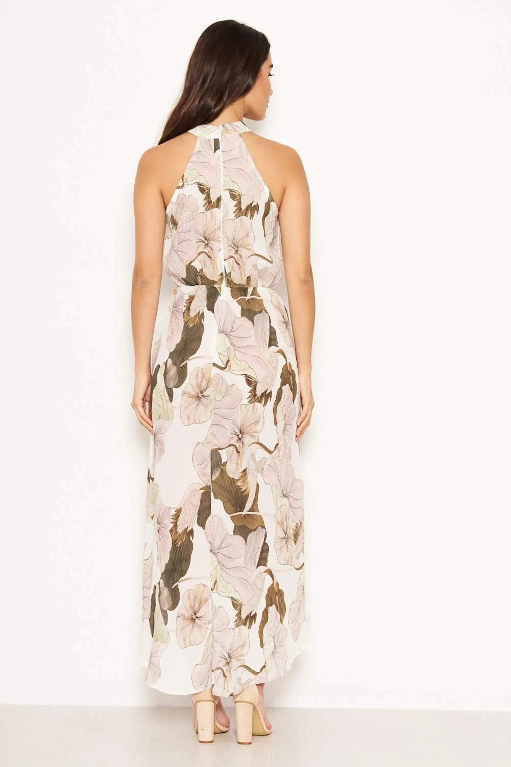 Cream Pleated Halterneck Maxi Dress sold by AX Paris product image thumbnail 4