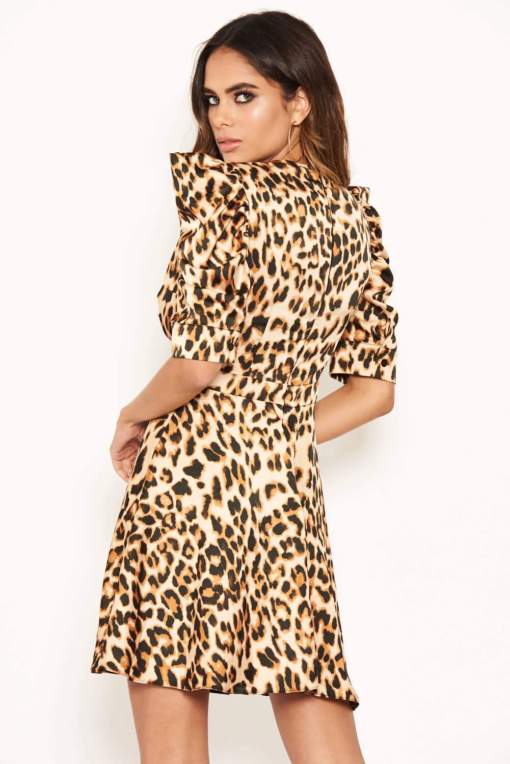 Leopard Print Wrap Over Puff Sleeve Dress sold by AX Paris product image thumbnail 5