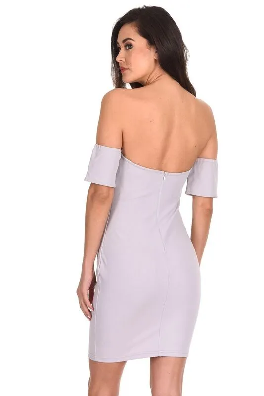 Silver Off The Shoulder Mini Dress sold by AX Paris product image thumbnail 3
