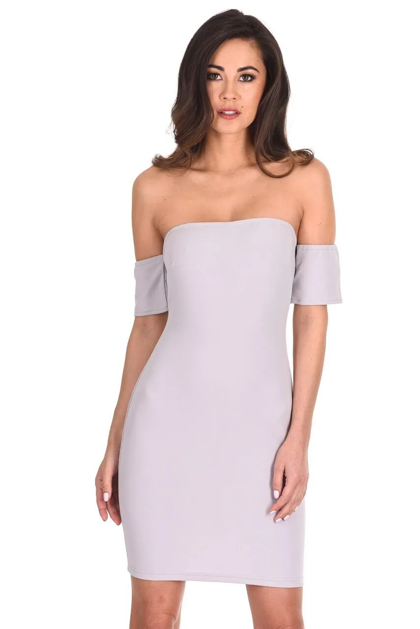 Silver Off The Shoulder Mini Dress sold by AX Paris