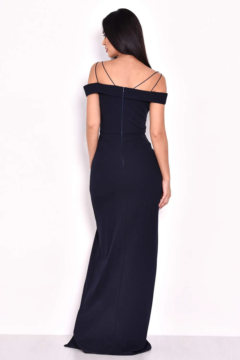 Navy Crochet Detail Double Strap Maxi Dress sold by AX Paris product image thumbnail 3