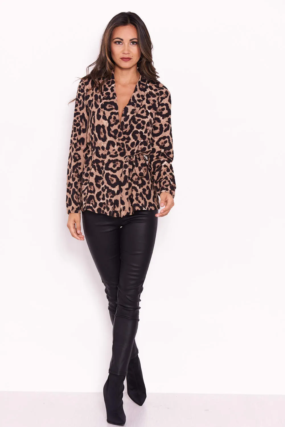 Leopard Print Tie Waist Wrap Top sold by AX Paris product image thumbnail 2