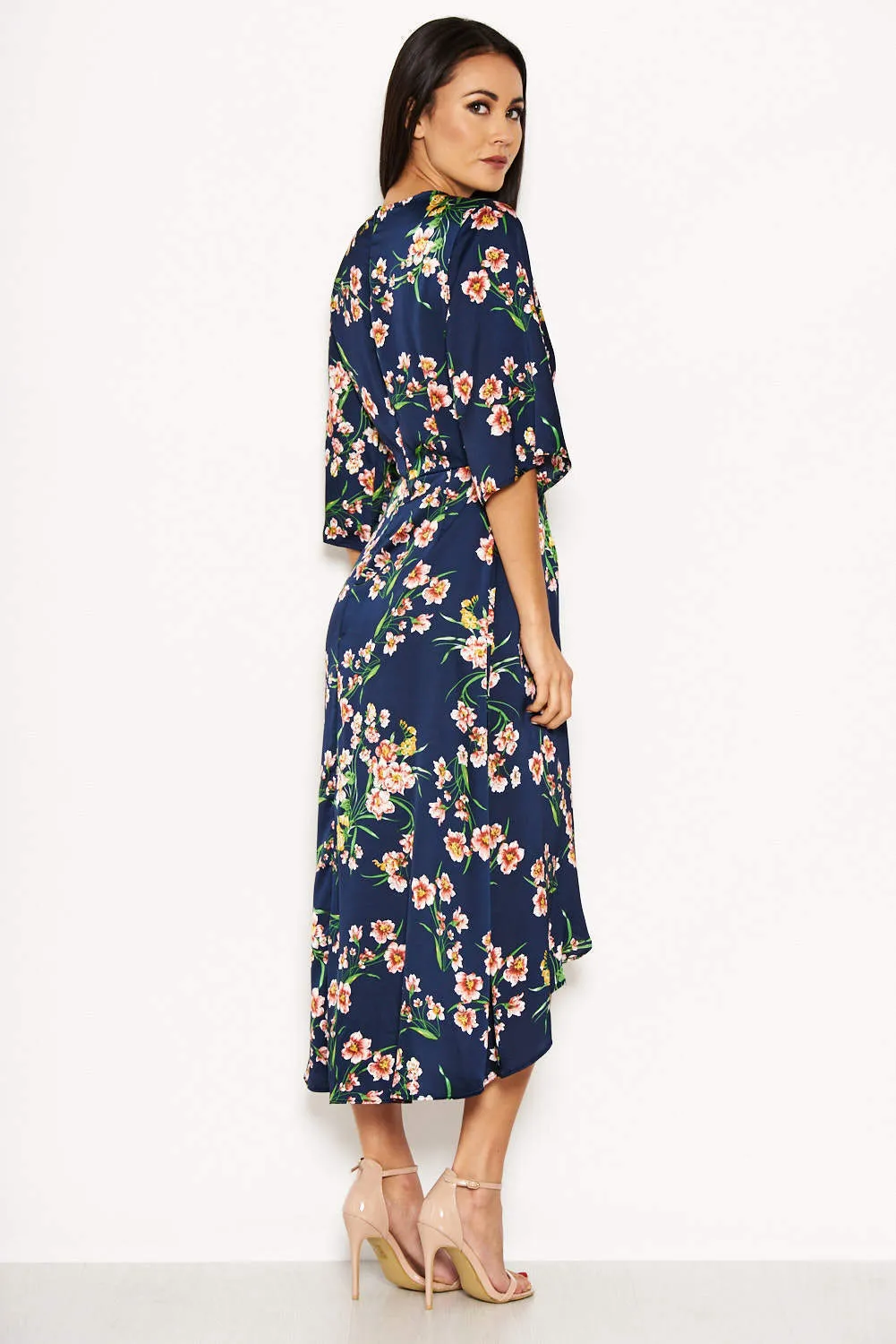 Navy Floral Print Maxi Wrap Dress sold by AX Paris product image thumbnail 3