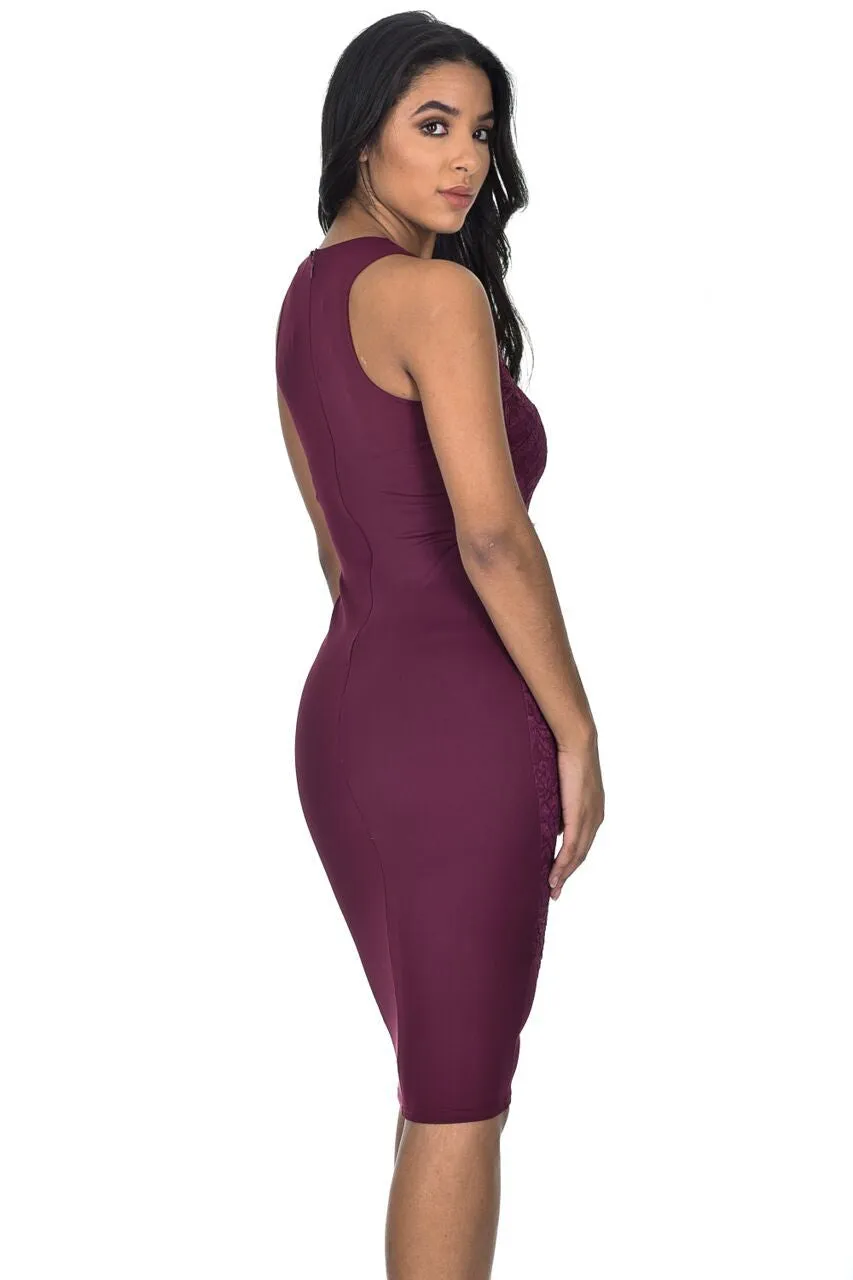 Plum Lace Midi Bodycon Dress sold by AX Paris product image thumbnail 3