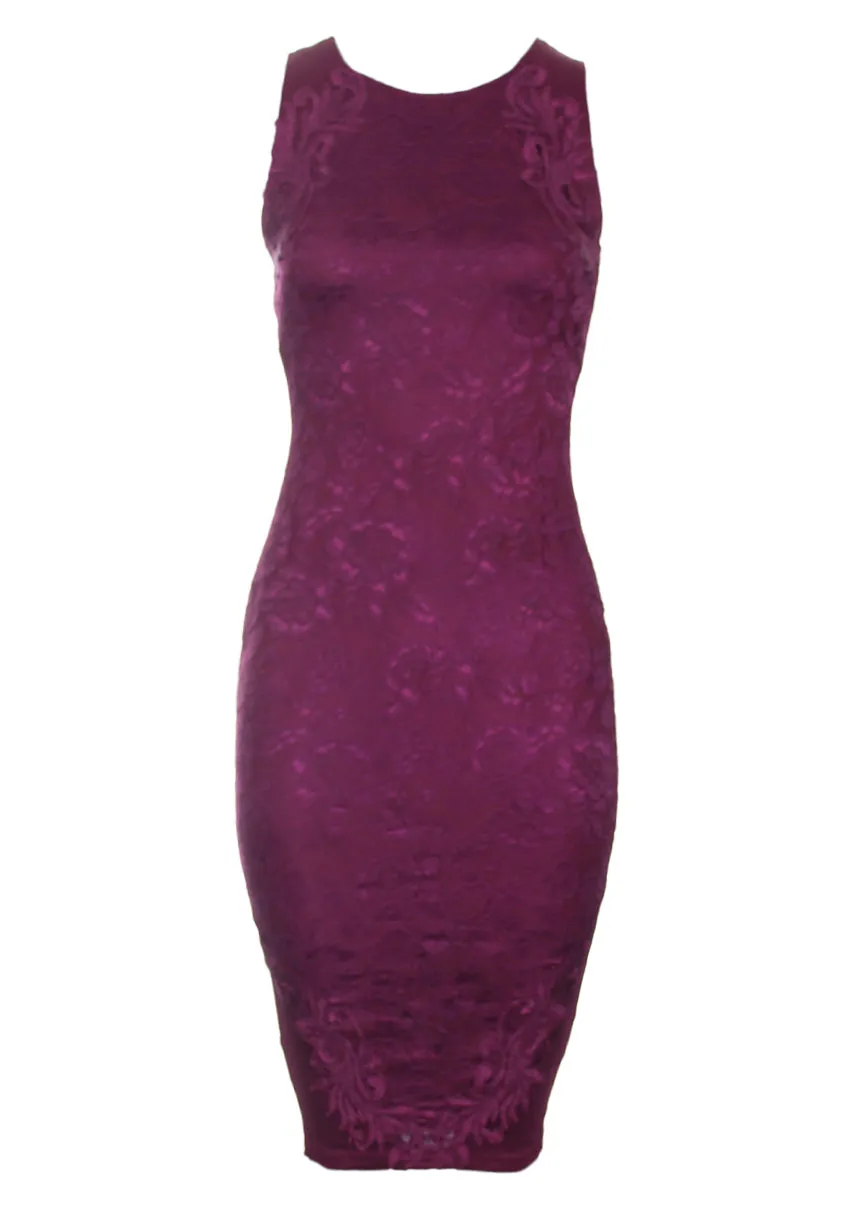 Plum Lace Midi Bodycon Dress sold by AX Paris product image thumbnail 4