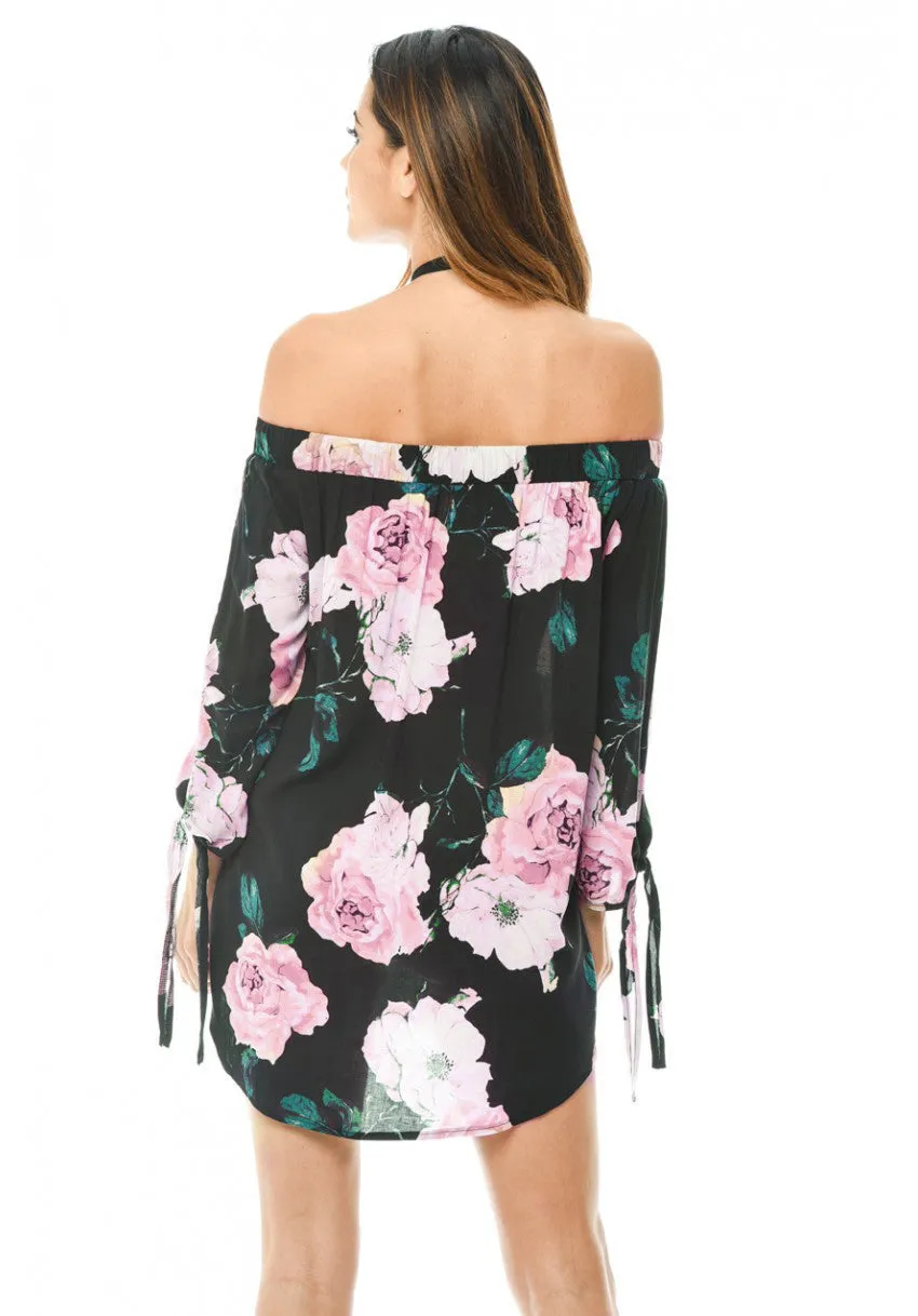 Black Off Shoulder Floral Dress sold by AX Paris product image thumbnail 3