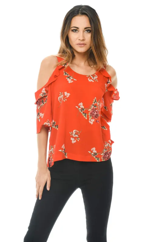 Floral Cold Shoulder Top sold by AX Paris