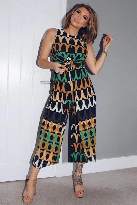 Aztec Print Tie Waist Jumpsuit sold by AX Paris