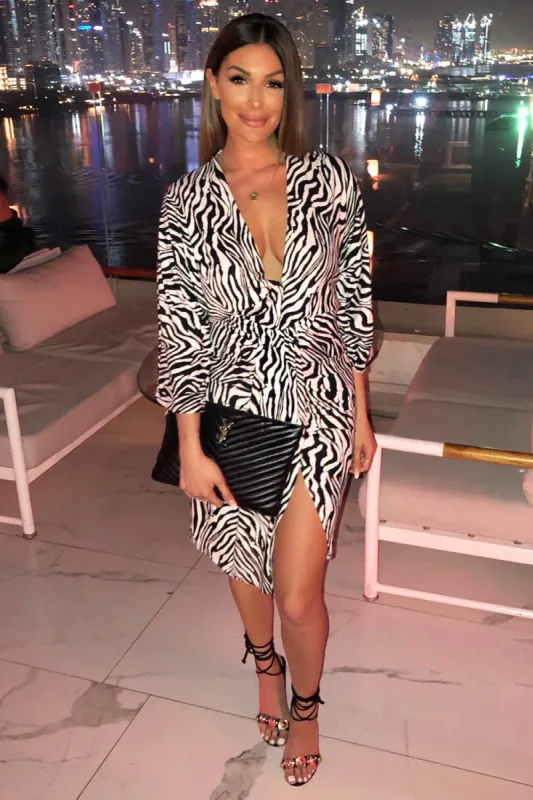 Zebra Print Wrap Dress sold by AX Paris