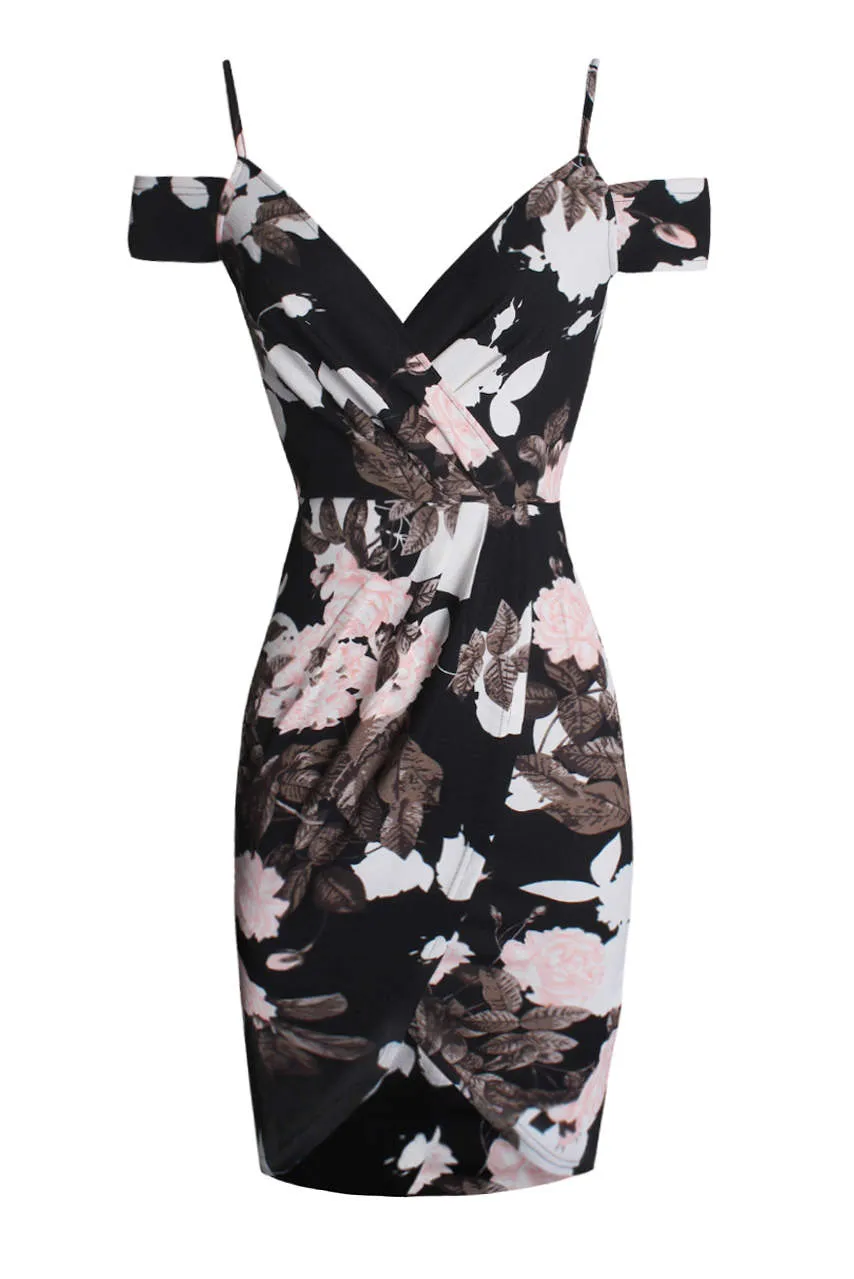 Black Floral Cold Shoulder Midi Dress sold by AX Paris product image thumbnail 4