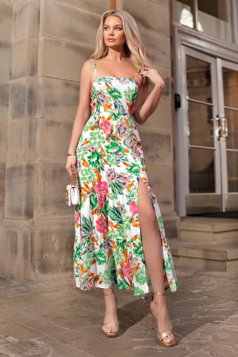 Green Floral Print Strappy Smock Midi Dress sold by AX Paris product image thumbnail 3
