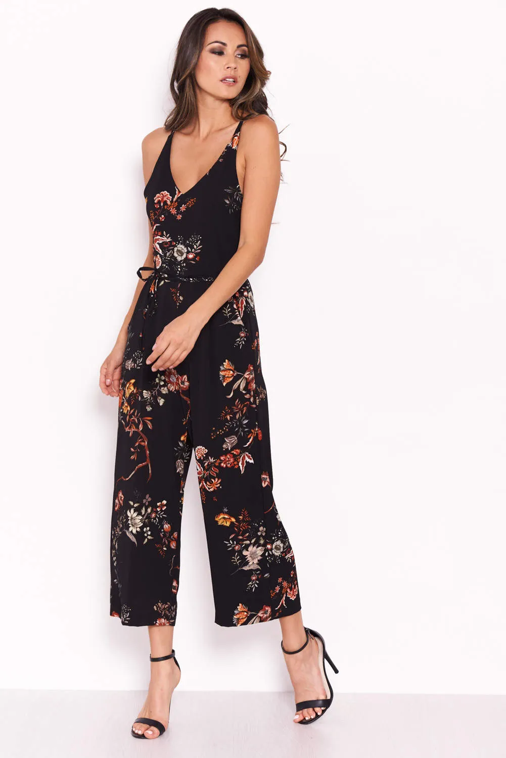 Black Floral V Neck Jumpsuit sold by AX Paris product image thumbnail 4