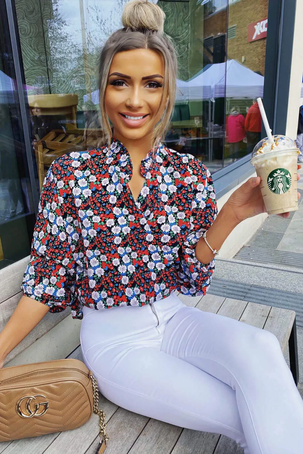 Red Floral Wrap Over Top sold by AX Paris