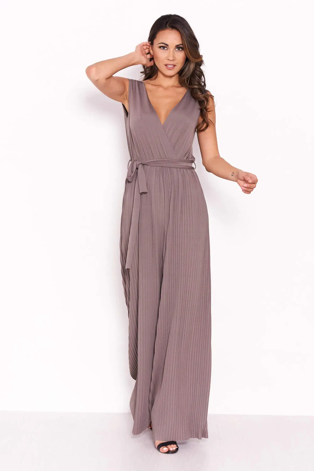 Grey Pleated Tie-Waist Jumpsuit sold by AX Paris product image thumbnail 4