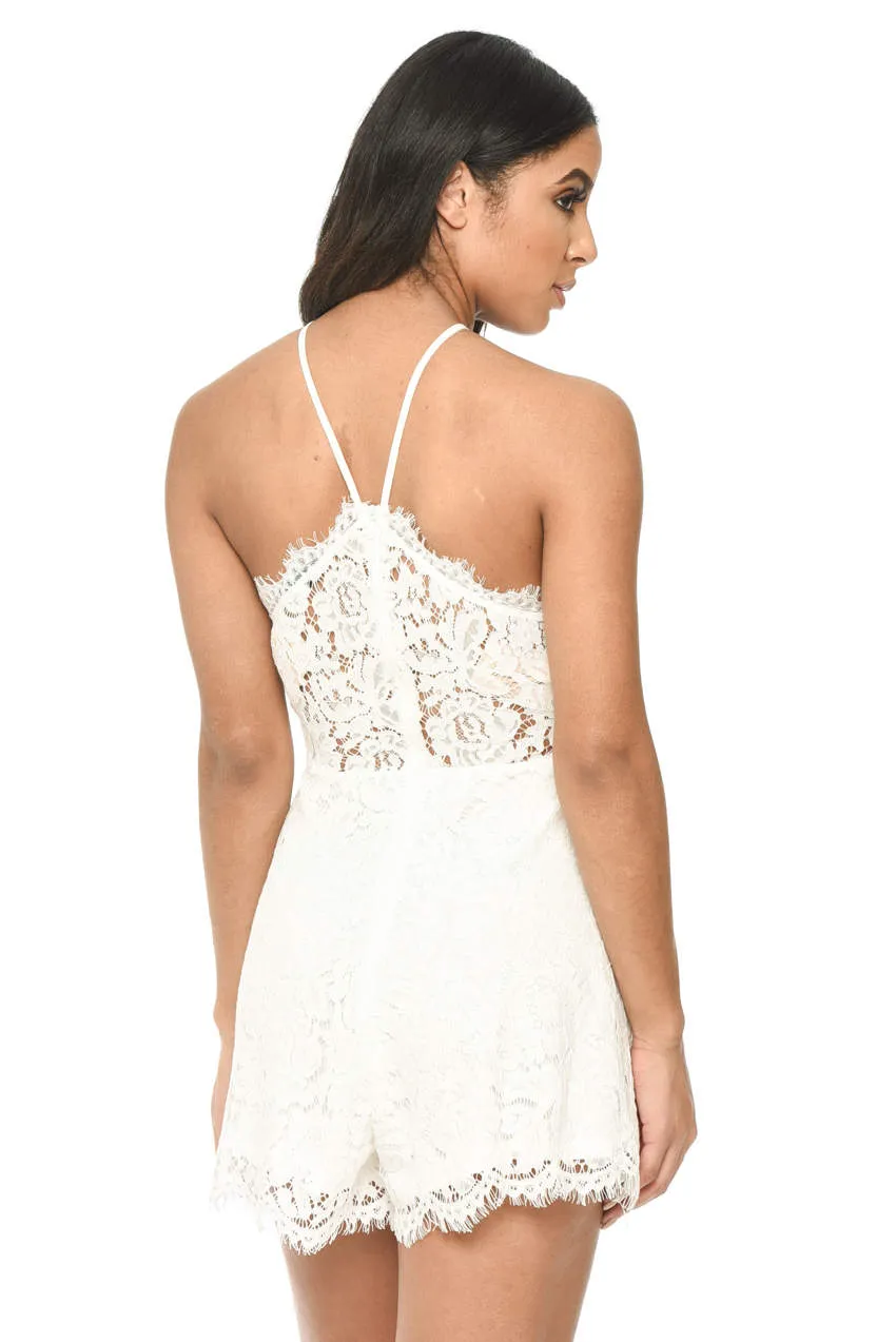 Cream Lace Playsuit sold by AX Paris product image thumbnail 3