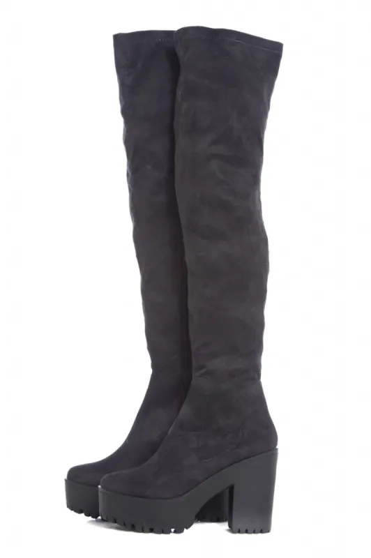 Over The Knee Chunky Heeled Boot sold by AX Paris