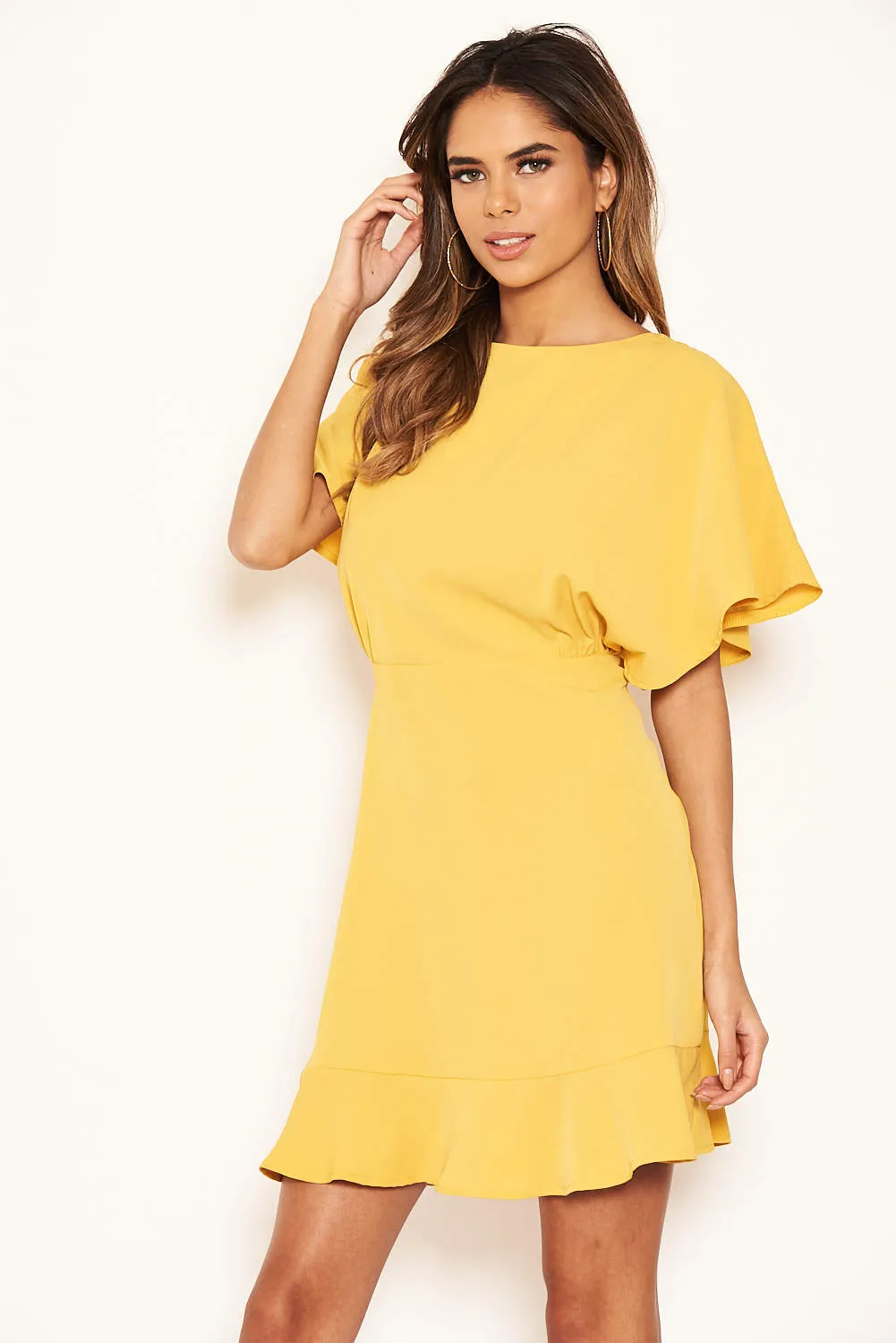 Mustard Cross Over Back Dress sold by AX Paris product image thumbnail 3