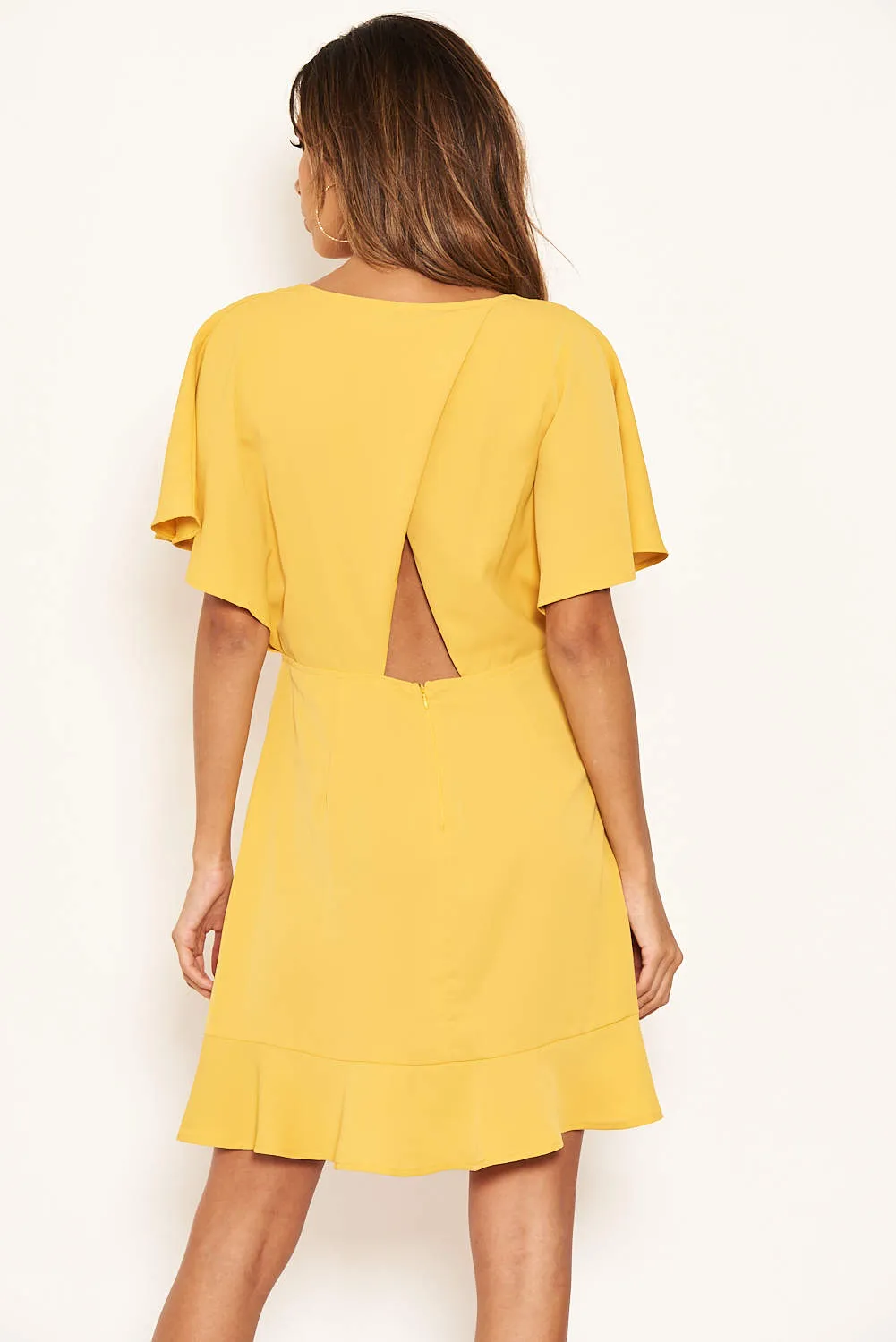 Mustard Cross Over Back Dress sold by AX Paris product image thumbnail 5