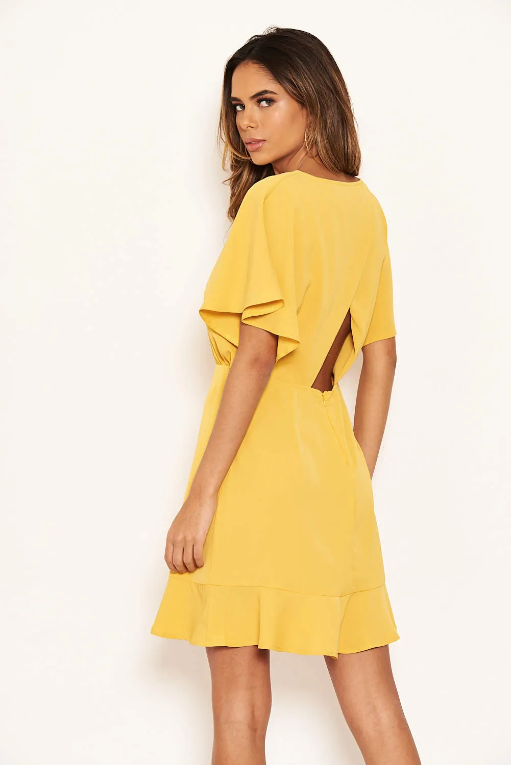 Mustard Cross Over Back Dress sold by AX Paris product image thumbnail 4