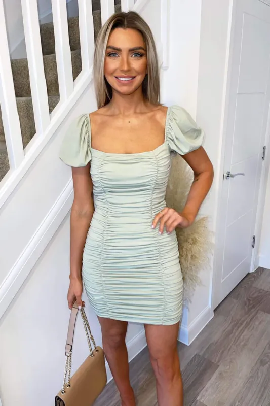 Sage Ruched Bodycon Mini Dress sold by AX Paris
