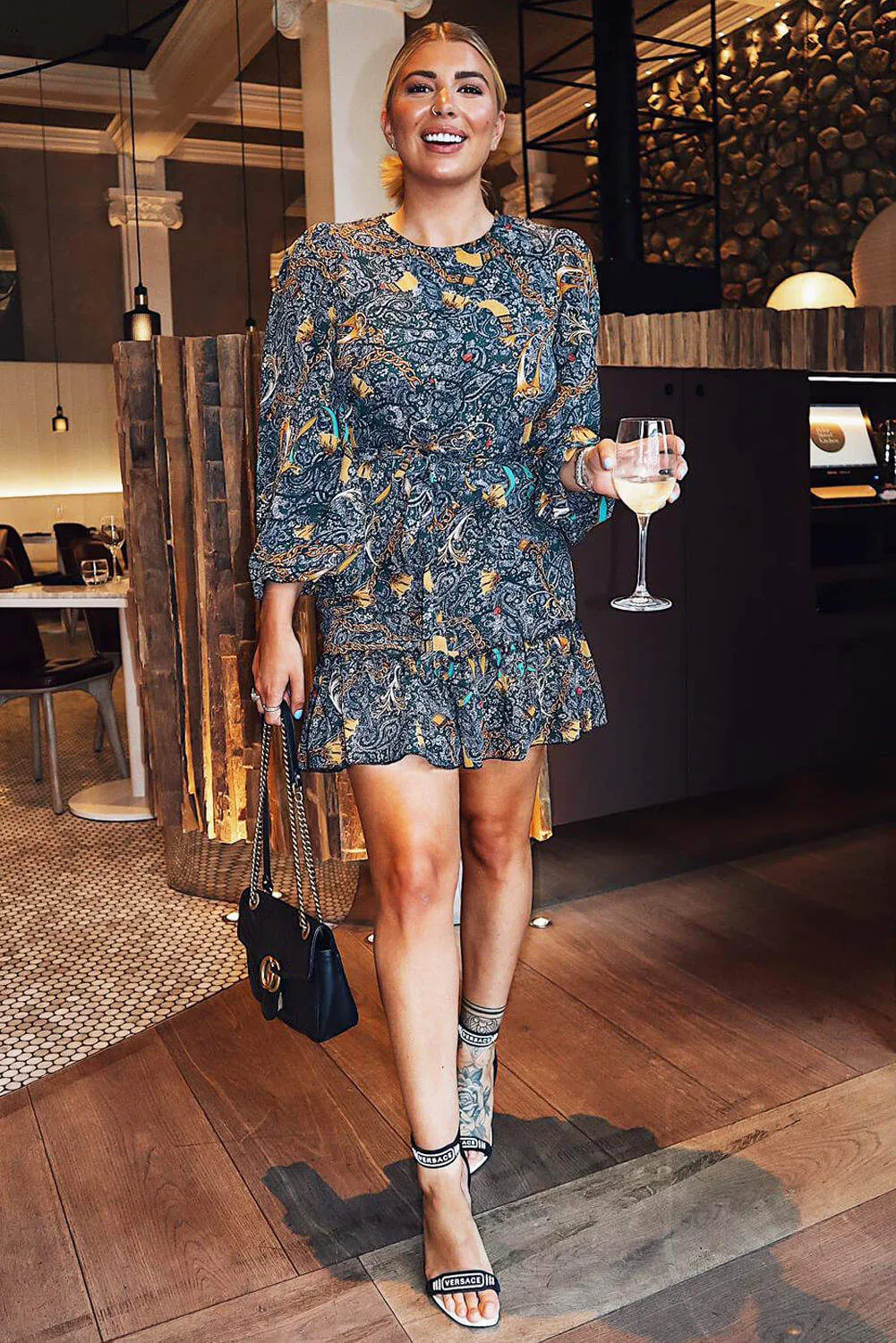 Green Printed Tie Waist Ruffle Hem Dress sold by AX Paris