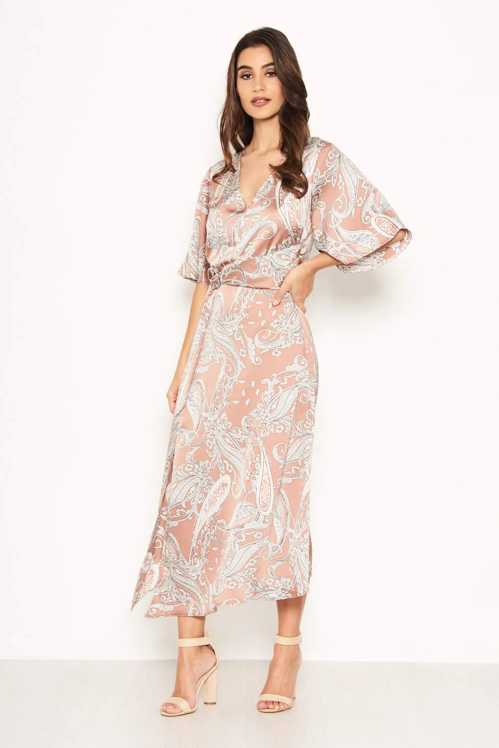 Nude Printed Split Maxi Dress sold by AX Paris product image thumbnail 3
