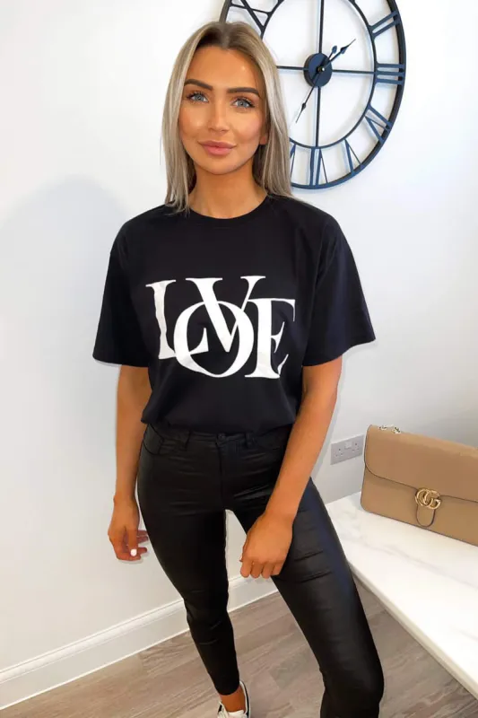 Black Love Oversized Tee sold by AX Paris