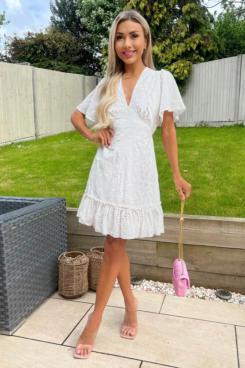 White Broderie Mini Dress sold by AX Paris