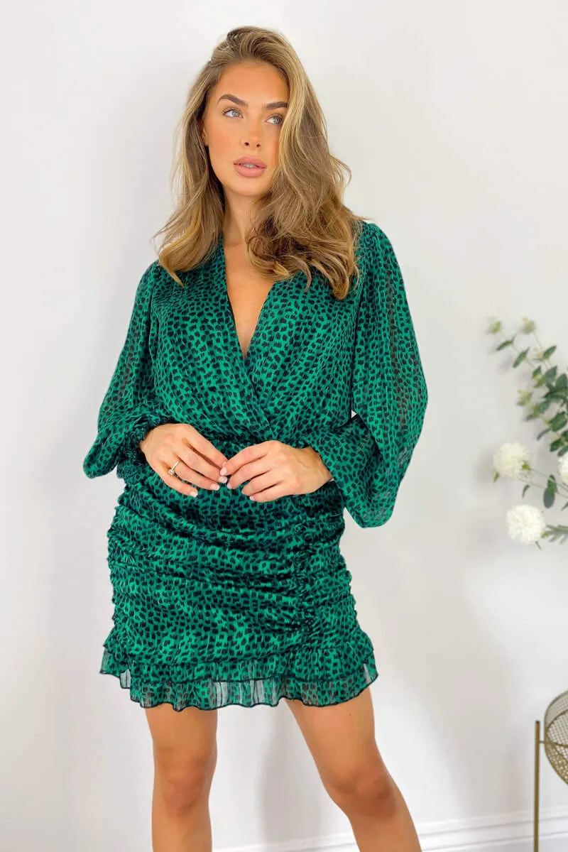 Green Ruched Long Sleeve Mini Dress sold by AX Paris product image thumbnail 2