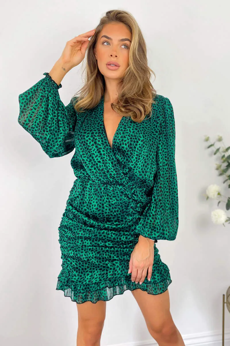 Green Ruched Long Sleeve Mini Dress sold by AX Paris product image thumbnail 3