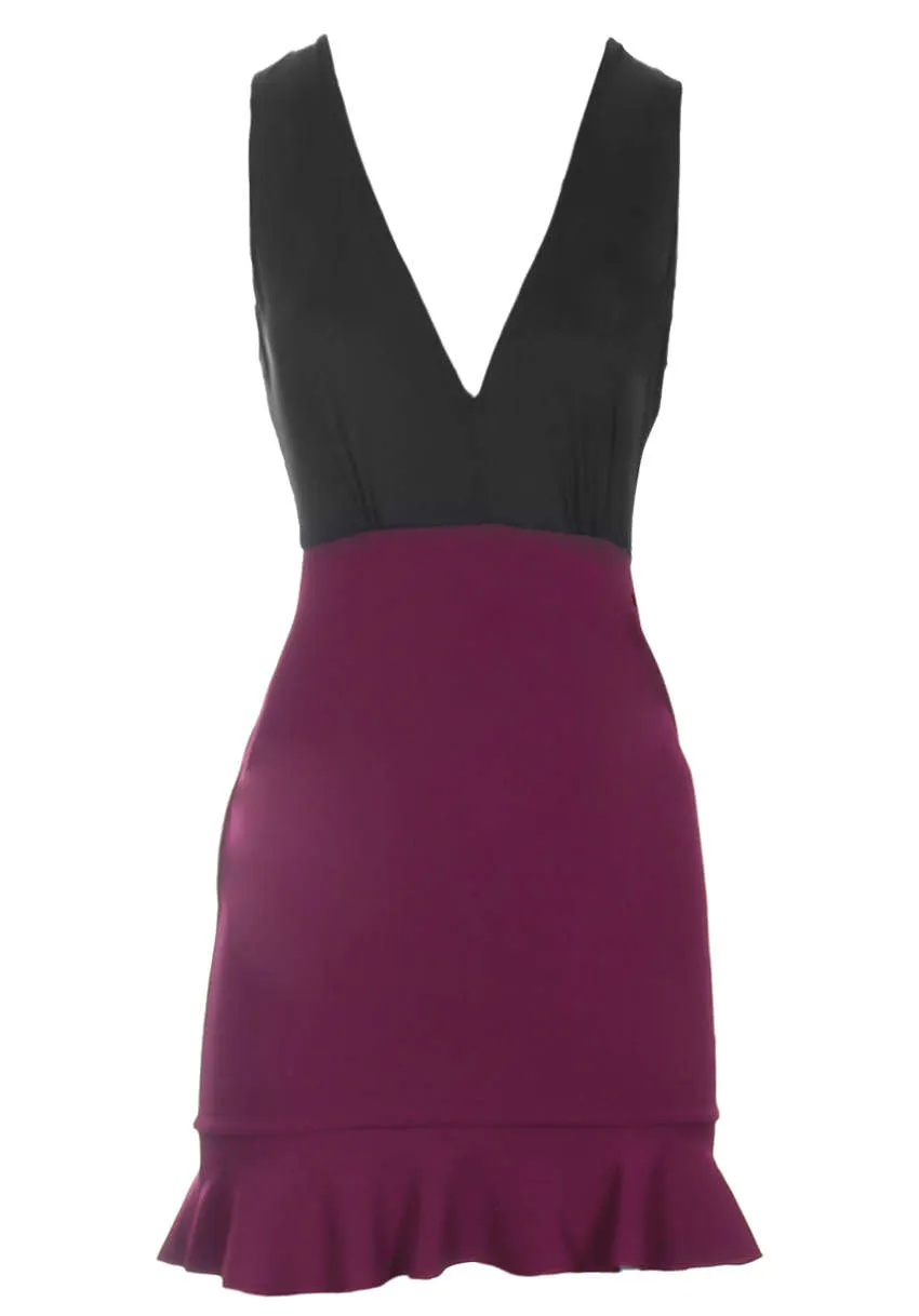 Black and Plum 2 in 1 Mini Dress sold by AX Paris product image thumbnail 4