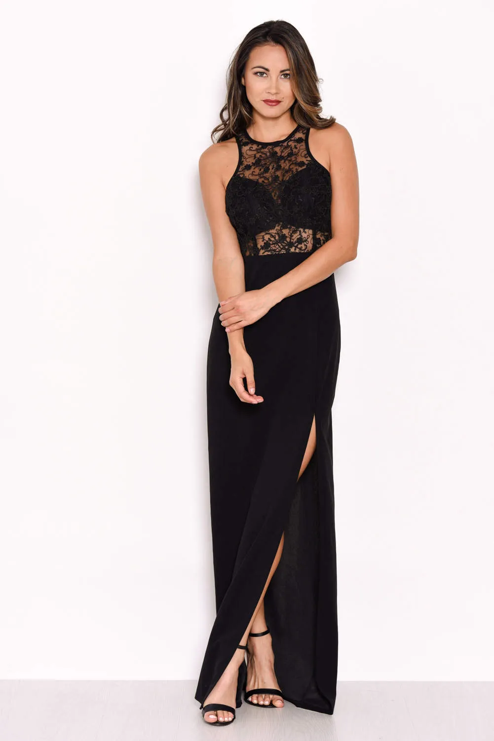 Black Lace Top Maxi Dress sold by AX Paris product image thumbnail 4
