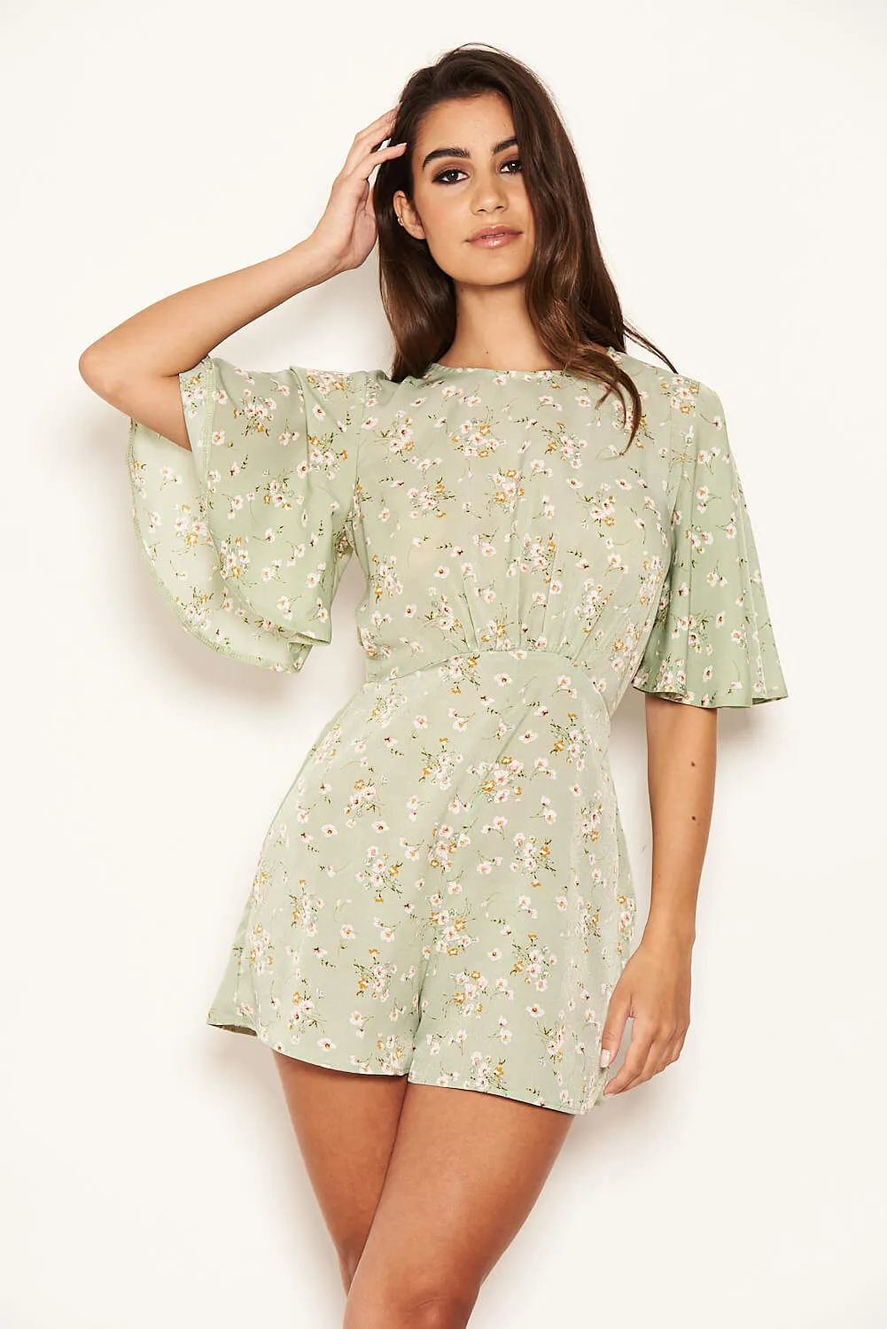 Mint Bell Sleeve Floral Playsuit sold by AX Paris product image thumbnail 4