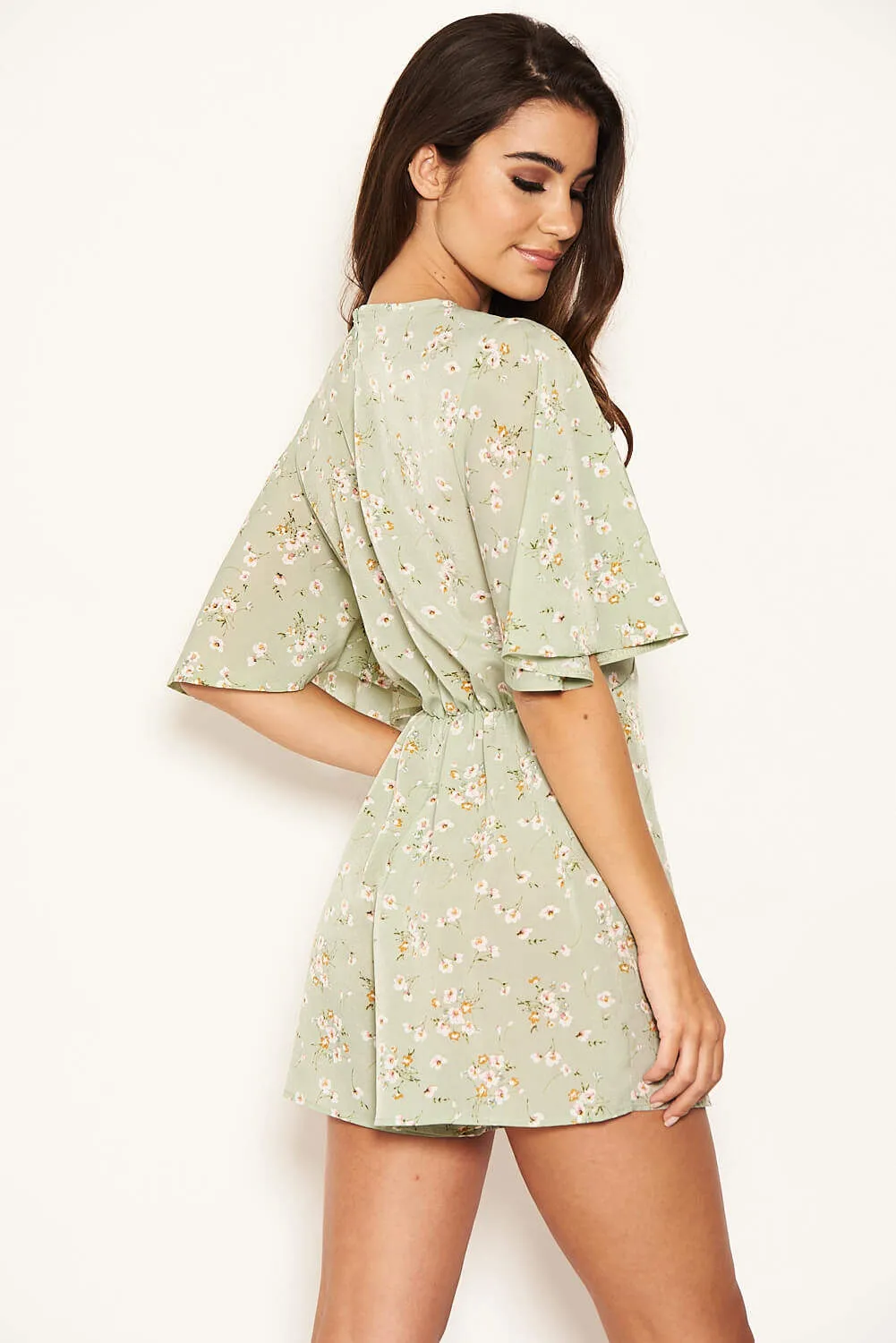 Mint Bell Sleeve Floral Playsuit sold by AX Paris product image thumbnail 5