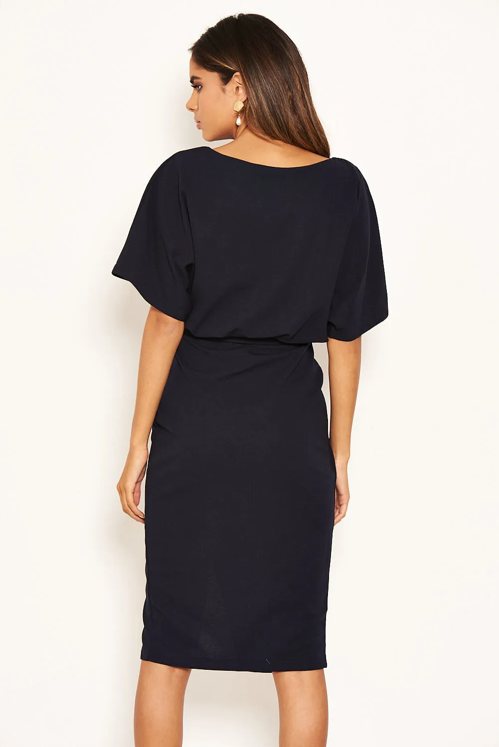 Navy Tie Waist Midi Dress sold by AX Paris product image thumbnail 5