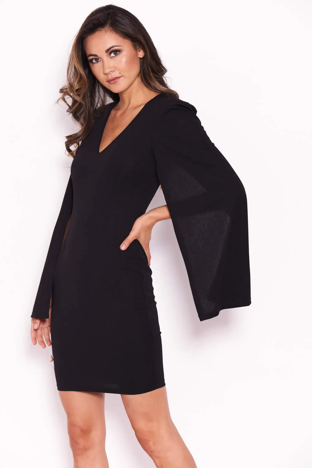 Black Split Sleeve Mini Dress sold by AX Paris product image thumbnail 5