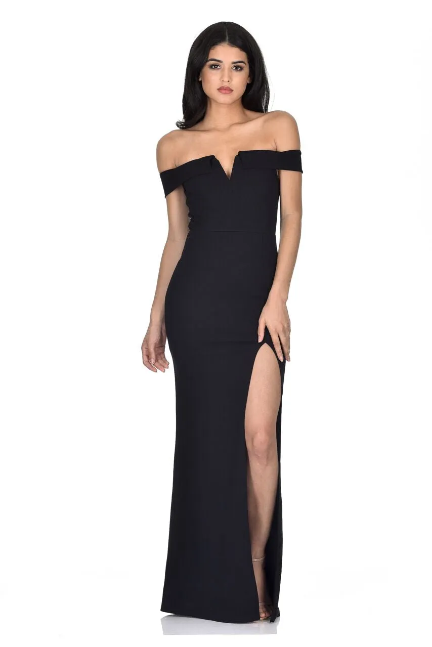 Black Off The Shoulder Maxi Dress sold by AX Paris