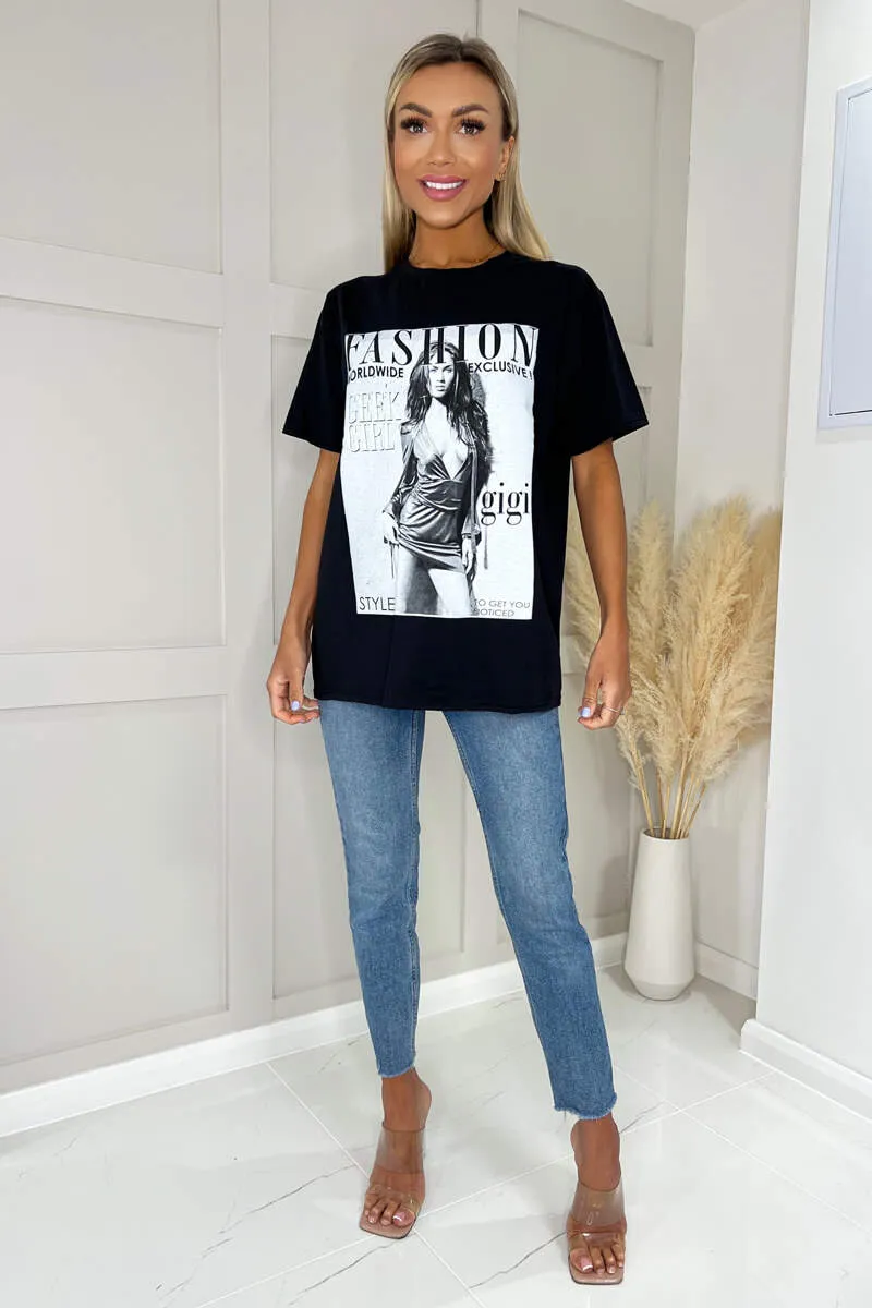 Black Fashion Slogan T-Shirt sold by AX Paris product image thumbnail 4