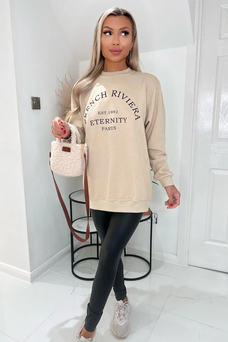 Stone French Riviera Slogan Sweatshirt sold by AX Paris product image thumbnail 3