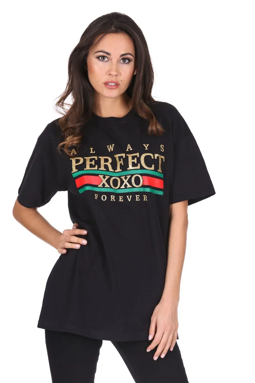 Black Always Perfect Slogan T-Shirt sold by AX Paris product image thumbnail 2