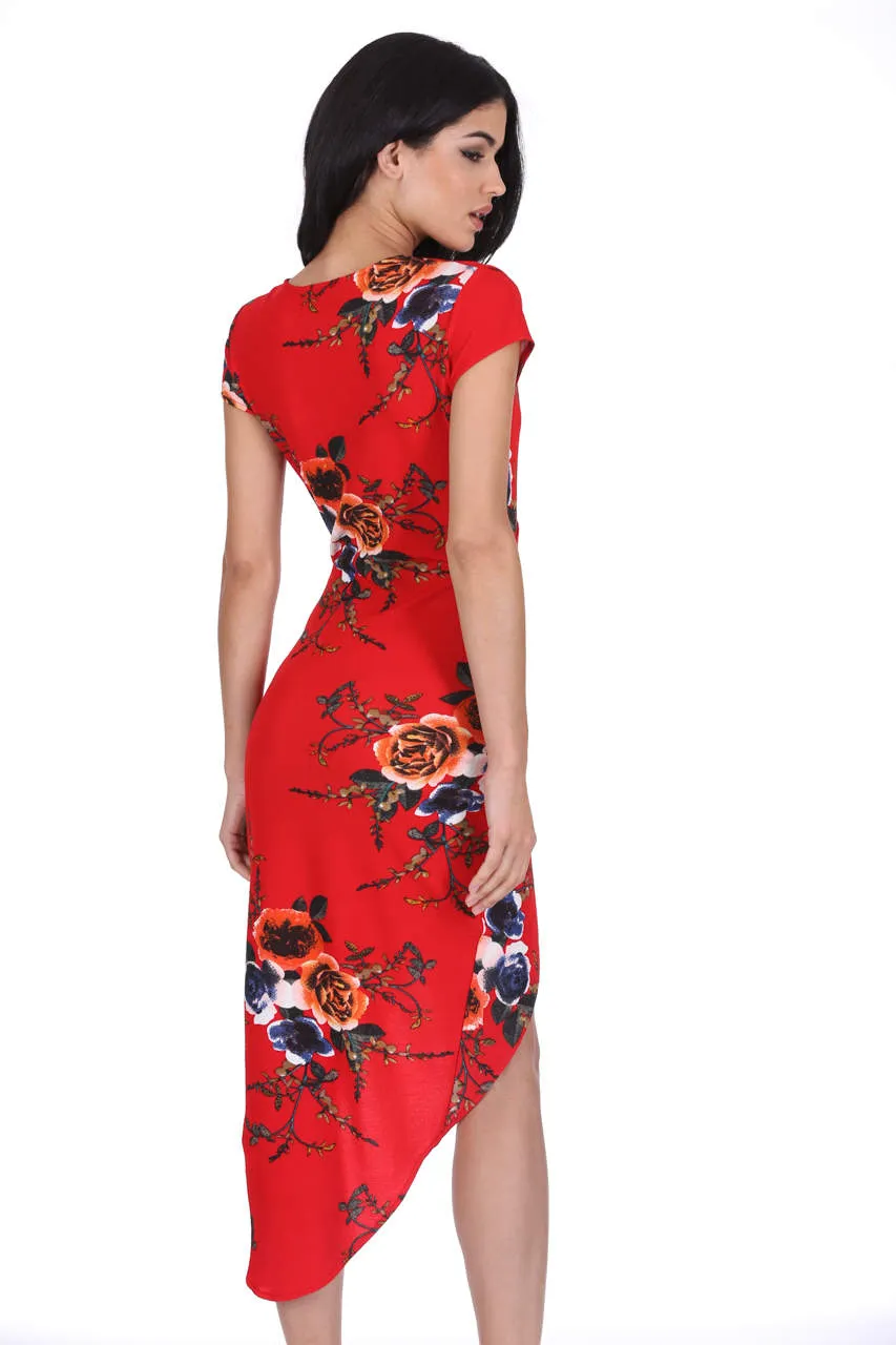 Red Floral Wrap Dress sold by AX Paris product image thumbnail 3