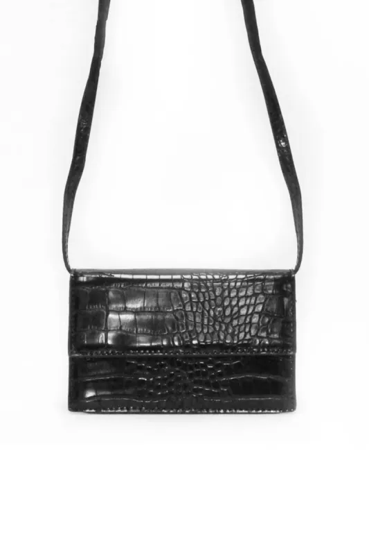 Black Croc Purse Bag sold by AX Paris